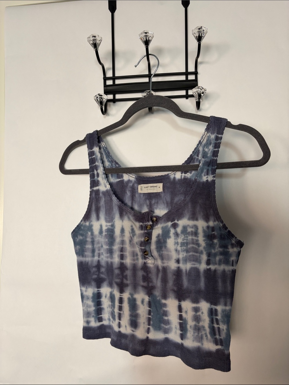 Lucky Brand Lavender and Blue Tie-Dye Ribbed Crop Tank Top - Size XS
